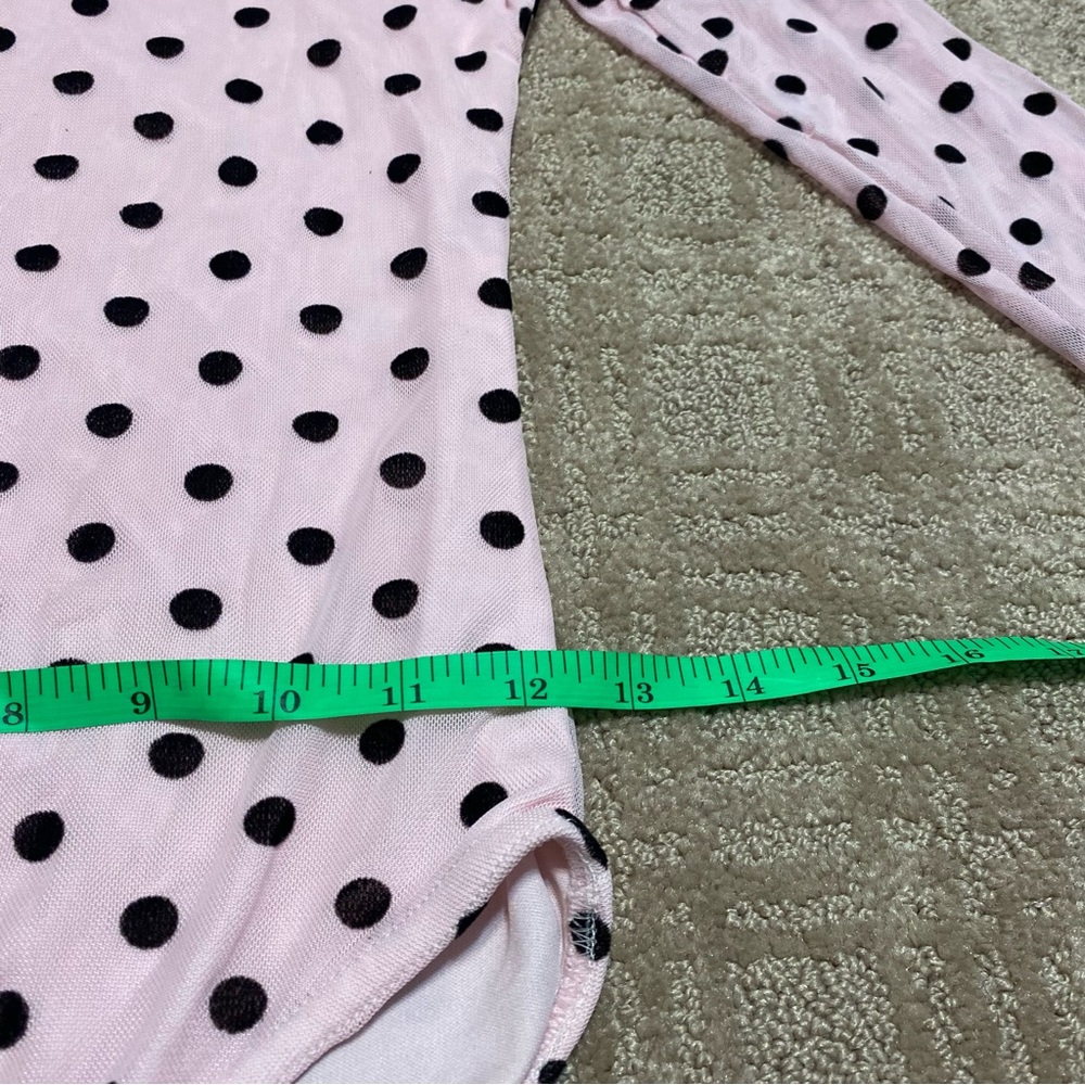 {NWT} Parisian Pink/Black Polka Dot Long Sleeve Bodysuit Size 4 - Picture 13 of 15